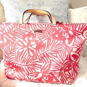 Kate Spade Pink Palm Grant Street Tote Bag